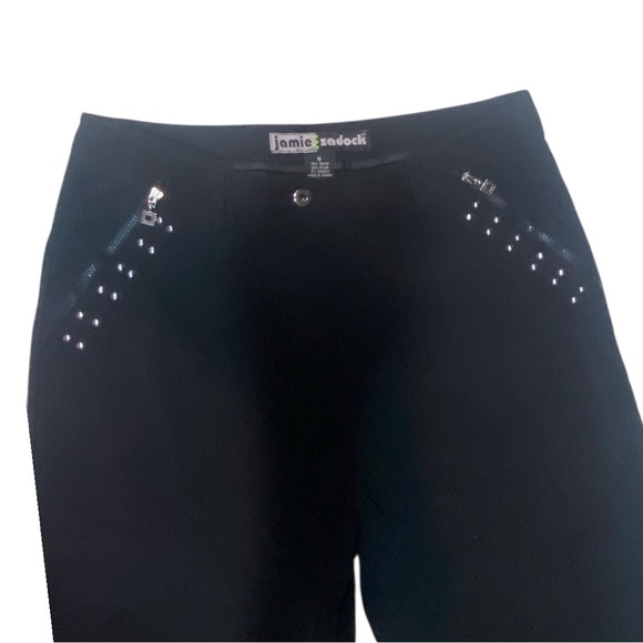 Jamie Sadock Golf Black Pants Silver  Metallic Hardware Size 8 - Picture 3 of 8